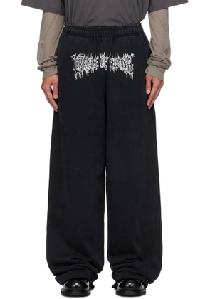 VETEMENTS Black Cradle of Filth Logo Baggy Sweatpants