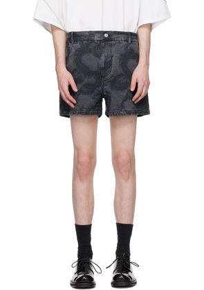 Feng Chen Wang Black Dragon Denim Shorts