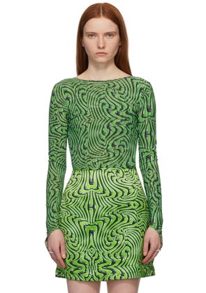 Maisie Wilen SSENSE Exclusive Green Printed Bodysuit