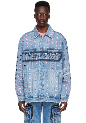 We11done Blue Logo Denim Jacket