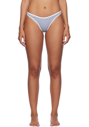 Frankies Bikinis Blue & White Dove Striped Classic Bikini Bottom