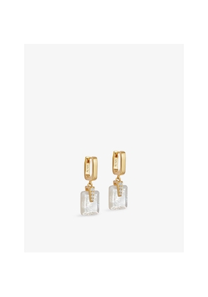 Womens Astley Clarke Deco 18ct Yellow Gold Vermeil, Mother-Of-Pearl and White Sapphire Drop Huggies