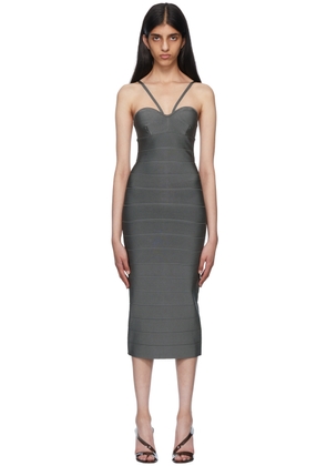 Herve Leger Gray Recycled Rayon Midi Dress