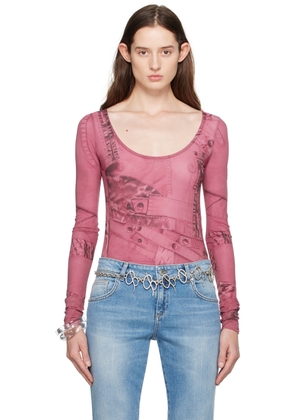 Blumarine Pink Printed Bodysuit