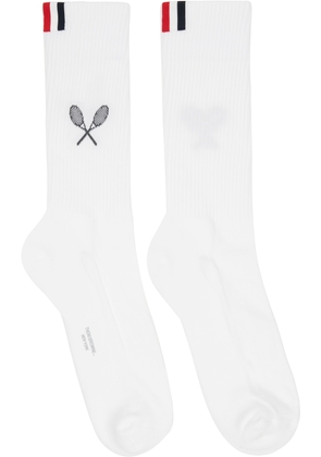 Thom Browne White Tennis Racquet Athletic Socks