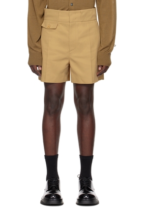 RECTO Beige Pin Tuck Shorts