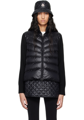 Moncler Black Padded Wool Down Cardigan