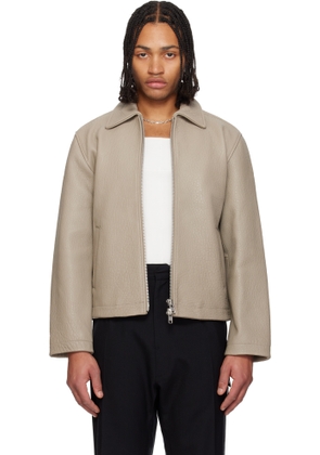 Sunflower Taupe Short Leather Jacket