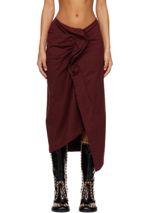 Dries Van Noten Red Ruffled Cotton Midi Skirt