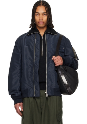 sacai Navy Nylon Twill Blouson Bomber Jacket