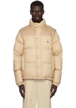 Moncler Beige & Black Verone Short Reversible Down Jacket