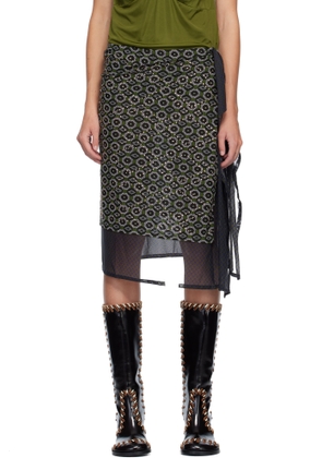 Dries Van Noten Green Embellished Jersey Midi Skirt