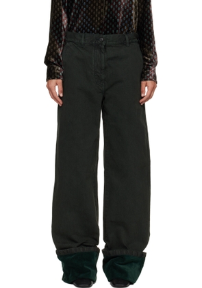 Dries Van Noten Green Velvet Cuff Jeans