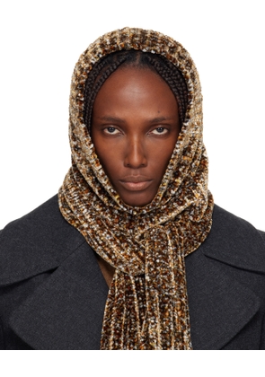 Dries Van Noten Brown Hooded Scarf