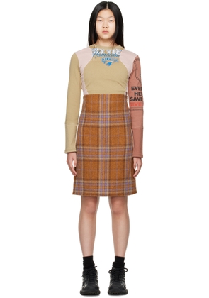 We11done Orange Plaid Minidress