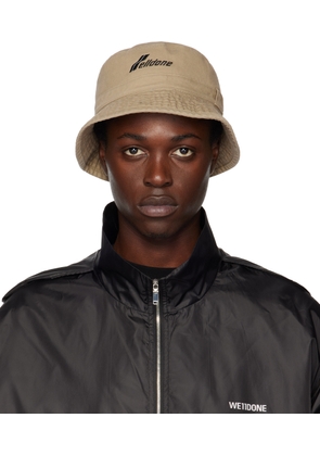 We11done Beige Washed WD Logo Bucket Hat