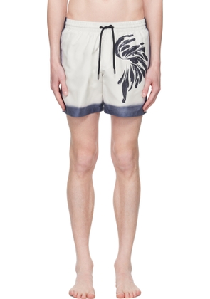 Dries Van Noten Navy & Gray Printed Swim Shorts