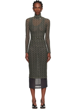 Dries Van Noten Green Transparent Mesh Midi Dress