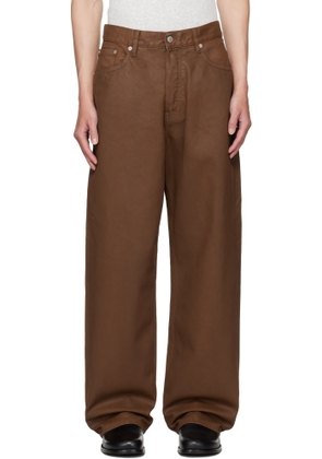 Dries Van Noten Brown Coated Loose Fit Jeans