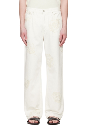 Dries Van Noten Off-White Embroidered Pattern Jeans