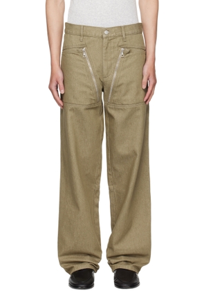 Dries Van Noten Taupe Paneled Jeans