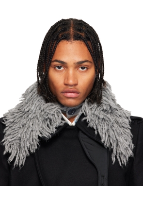Dries Van Noten Gray Shag-Knit Collar