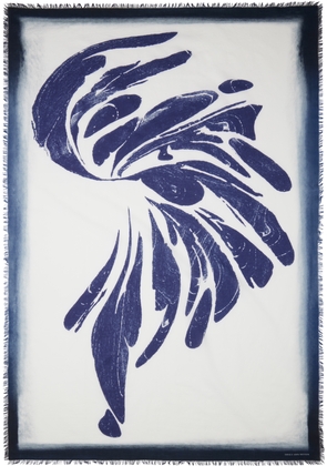 Dries Van Noten White & Navy Printed Scarf