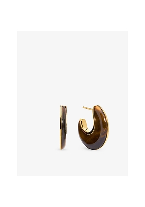 Womens Monica Vinader x Kate Young Gemstone 18ct Yellow Gold Vermeil and Tiger's Eye Hoop Earrings