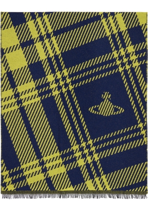 Vivienne Westwood Navy & Yellow Tartan Scarf