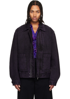Dries Van Noten Purple Patch Pocket Denim Jacket