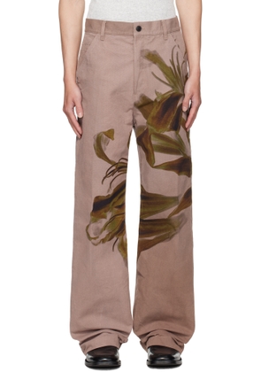 Dries Van Noten Pink Graphic Trousers