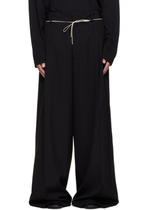 Dries Van Noten Black Wide Pleated Trousers