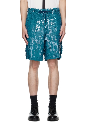 Dries Van Noten Blue Embellished Shorts