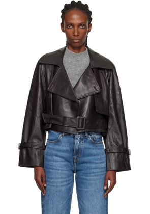 Nour Hammour Brown Hatti Cropped Leather Jacket