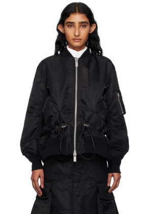 sacai Black Nylon Twill Blouson Bomber Jacket