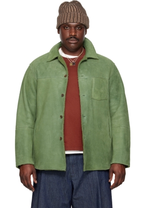 AURALEE Green Merino Mouton Shirt Jacket