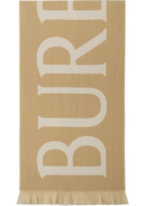 Burberry Beige 'Burberry' Text Scarf