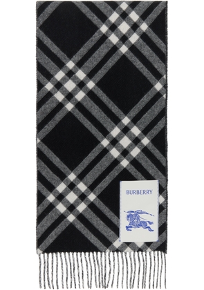 Burberry Black & White Check Cashmere Scarf