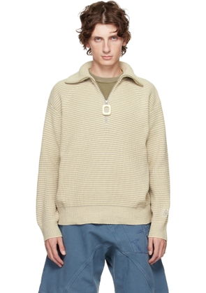 JW Anderson Beige & Gray Half-Zip Sweater