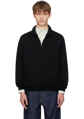 AURALEE Black Light Wool Sweat Half Zip Sweatshirt