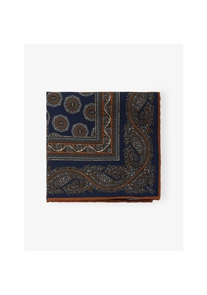 Mens Dunhill Floral Medal Silk Pocket Square