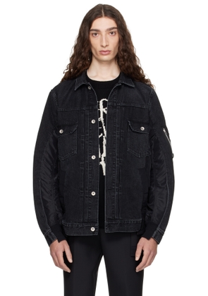 sacai Black Nylon Twill & Denim Jacket