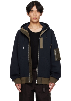 sacai Navy Sponge Sweat Hoodie