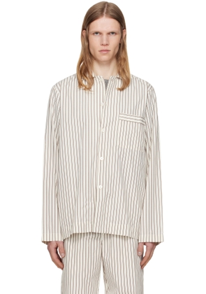 Tekla Brown & Off-White Poplin Long-Sleeved Pyjama Shirt