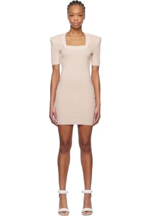 Balmain Beige Glittered Monogram Minidress