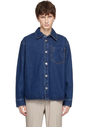 AMI Paris Blue Cotton Ami de Coeur Denim Overshirt
