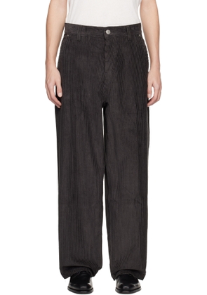 AMI Paris Gray Cotton Large Fit Trousers