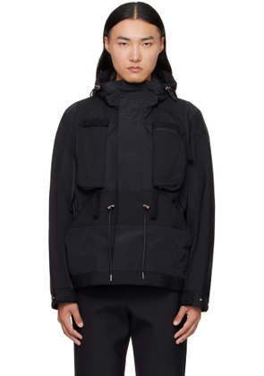 sacai Black Suiting Bonding & Grosgrain Jacket