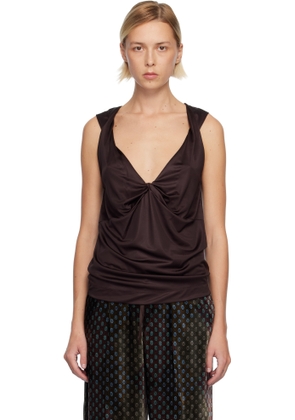 Dries Van Noten Burgundy Twisted Tank Top