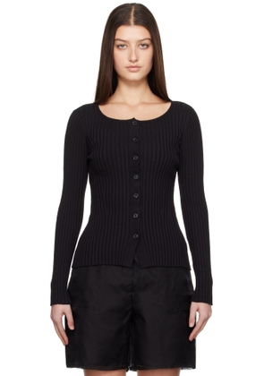 Silk Laundry Black Ribbed Kia Cardigan